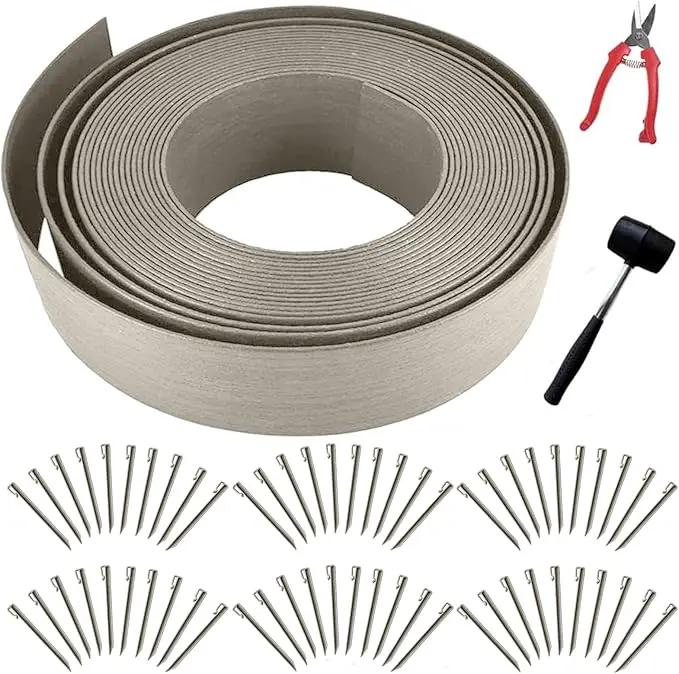 Landscape Edging Kit, Include 4 Inch High 120 Feet Length Terrace Board, 60 Durable Spikes, Edging Pruning Shear, Rubber Mallet Hammer, Gray by GreenHaven Gardens