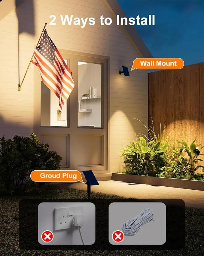 6 Pack Solar Power Spot Lights Outdoor Waterproof LED Dusk to Dawn Landscape Spotlight for Outside Yard, Tree, Flag, Yard, Garden, Statues, 3 Modes, 18 Hours Accent Ambient Lighting - Warm White by GreenHaven Gardens
