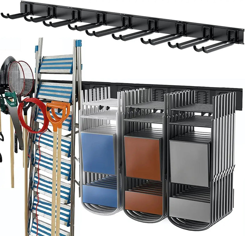 TORACK Tool Storage Rack, Heavy Duty Steel Garage Wall Mount Garden Tool Organizer for Ladders, Chairs, Shovels, Broom, Power tools (8-Pack 5.7"-11" Mixed Hooks, up to 800 lbs) by GreenHaven Gardens