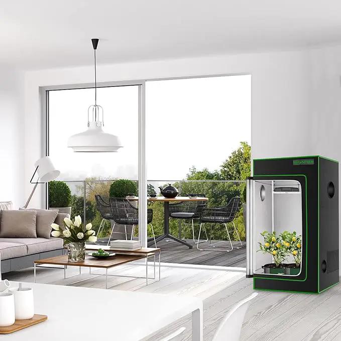 MELONFARM 4x2 Grow Tent, 48"x24"x60'' High Reflective 600D Diamond Mylar Canvas with Observation Window and Floor Tray for Hydroponic Indoor Plant Growing by GreenHaven Gardens