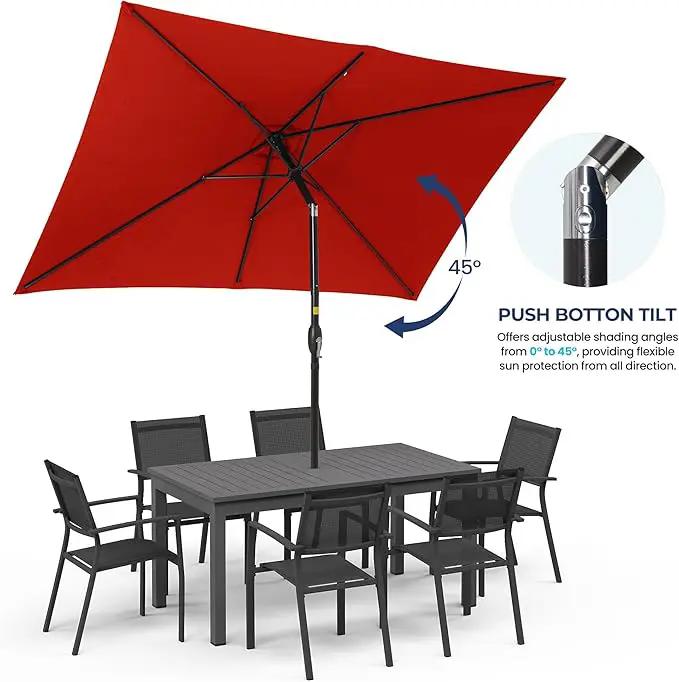 SUNVIVI OUTDOOR Patio Umbrella, 6.5' x 10' Rectangular Patio Umbrella, Metal Pole Square Outdoor Umbrella with Crank and Push Button Tilt, 6 Steel Ribs, Polyester Canopy by GreenHaven Gardens