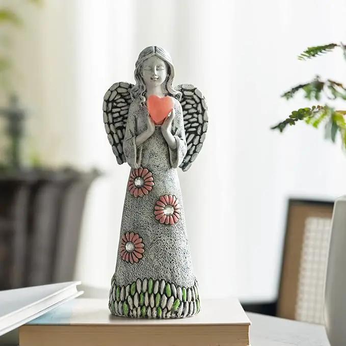 Solar Angel Statue - Garden Sculpture with Resin Decor for Patio, Lawn, Yard, Porch - Housewarming Gift, 10.03" by GreenHaven Gardens