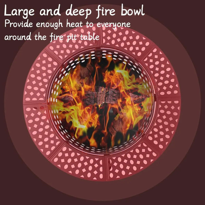 36 Inch Fire Pit with 2 Grills, Wood Burning Fire Pits for Outside with Lid, Poker and Round Waterproof Cover, BBQ& Outdoor Firepit & Round Metal Table 3 in 1 for Patio, Picnic, Party by GreenHaven Gardens
