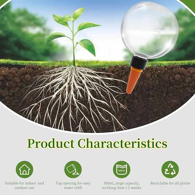 9 Pcs Self Watering Globes for Indoor & Outdoor Plants Automatic Watering Planter Insert 17.5 oz Watering Bulbs with Slow Release Control Water Dripper for Plants by GreenHaven Gardens