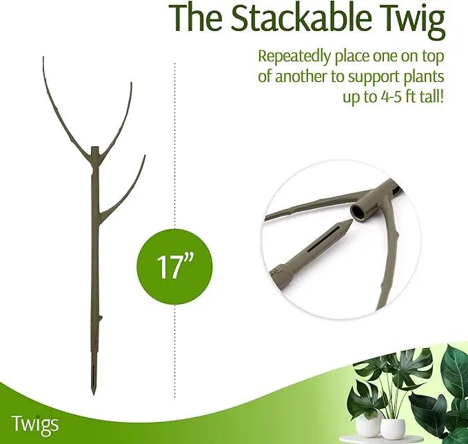 Stackable Plant Support Stakes, Stem Holder Structures for Indoor & Outdoor Use, Garden Accessories for Climbing & Potted Plants, Trellis Alternative - Moonstone, 10 Pack, 17" L by GreenHaven Gardens