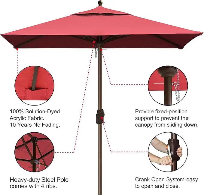 EliteShade USA 10-Year-Non-Fading 6x6Ft Square Market Umbrella Patio Outdoor Table Umbrella with Ventilation, Burgundy by GreenHaven Gardens