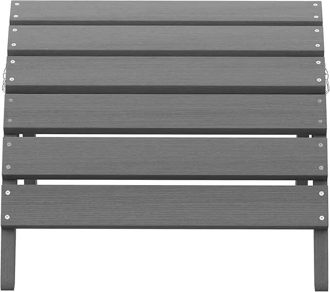 SERWALL Folding Adirondack Ottoman for Adirondack Chair, No-Assembly Weather Resistance Outdoor Footstool, High Impact Polystyrene Folding Adirondack Footrest, Gray by GreenHaven Gardens