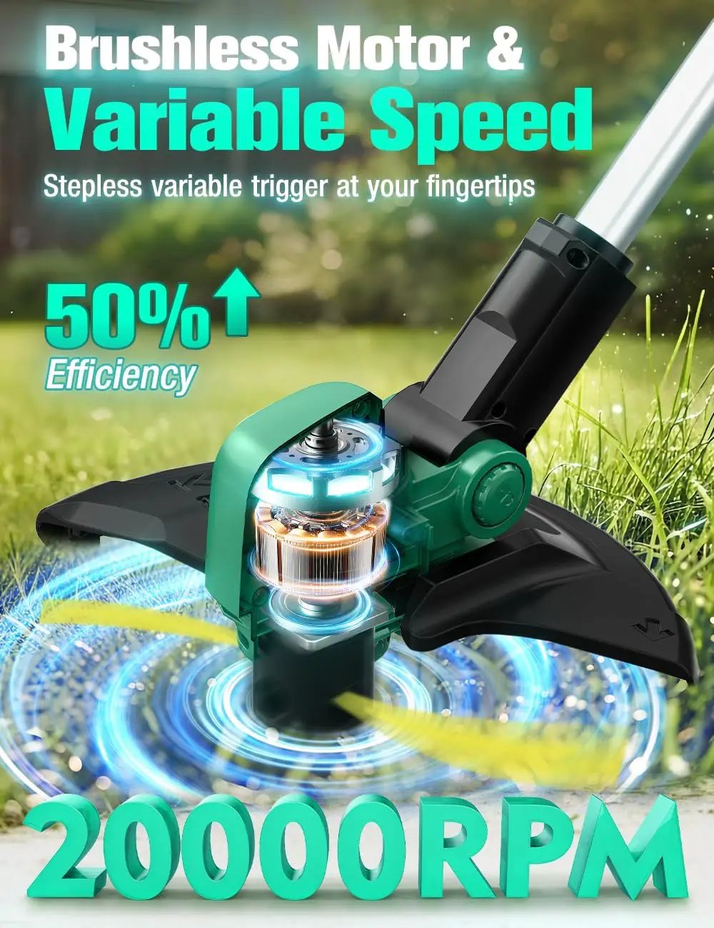 KIMO 20V Weed Wacker and Blower Combo w/2 x 2.0Ah Battery & Charger, 12 Inch String Trimmer w/10Pcs Cutting Lines, 4-in-1 Leaf Blower Cordless w/Vacuum, 3 Nozzles & 20" Extended Tube for Yard, Garden by GreenHaven Gardens