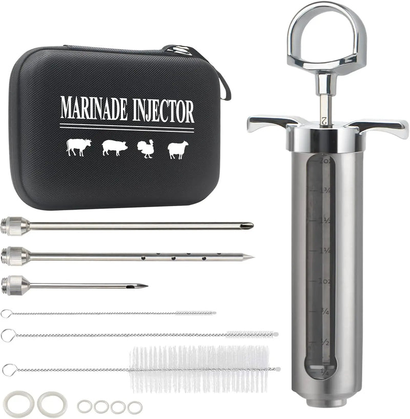 Meat Injector BBQ Injection Kit, Marinade Cajun Seasoning Flavor Syringe Injector for Cooking Grill Smoker Barbecue in Chicken Turkey Beef with 3 Syringe Needles, User Manual, E-Book by GreenHaven Gardens