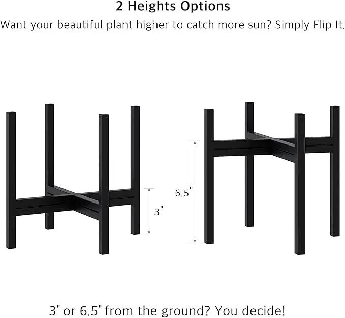 FaithLand Mid Century Plant Stand Indoor Outdoor (EXCLUDING 8" Plant Pot), Metal Planter Stand, Potted Plant Holder, Black, Hold Up to 8 Inch Planter - Upgraded Design by GreenHaven Gardens