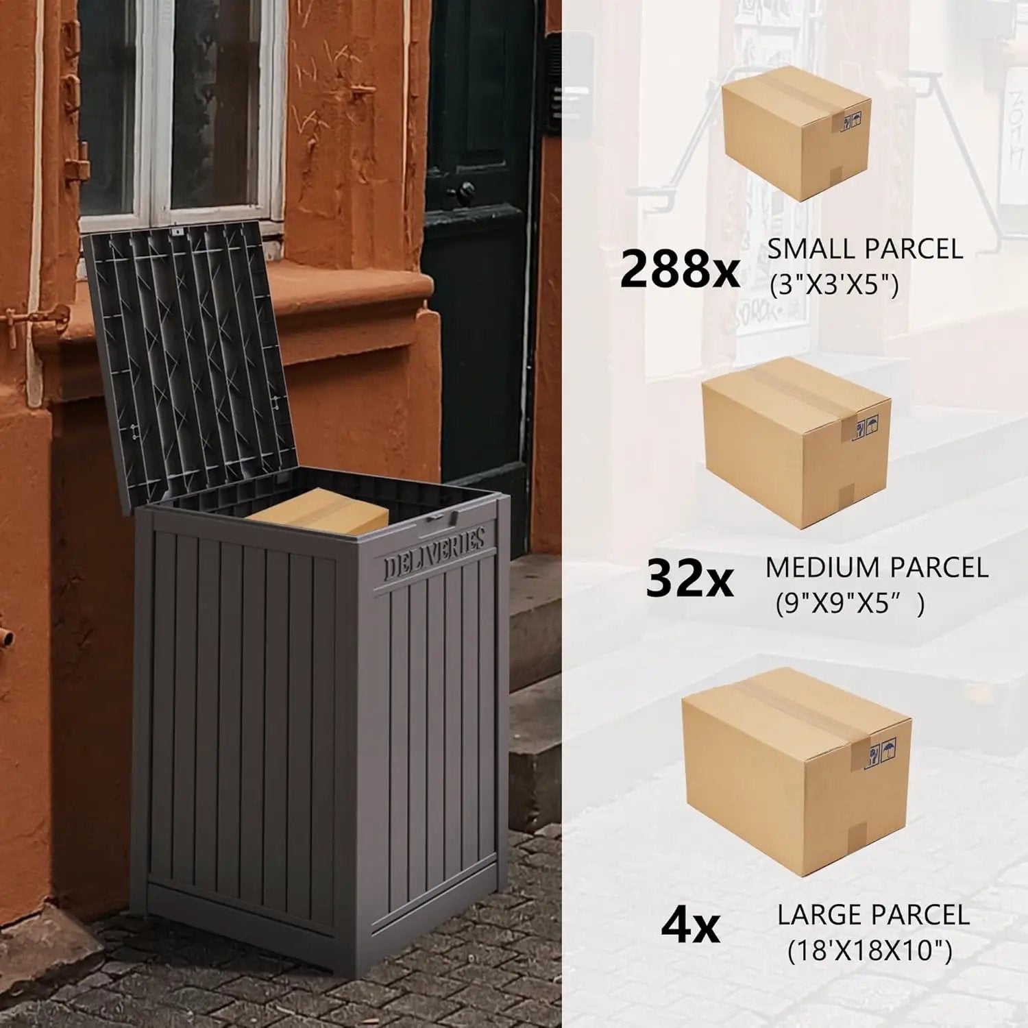 55 Gallon Coffee Resin Deck Box - Lockable, Rust-Resistant Outdoor Storage for Gardens & Patios - Waterproof Bench-Style Box with Handles by GreenHaven Gardens