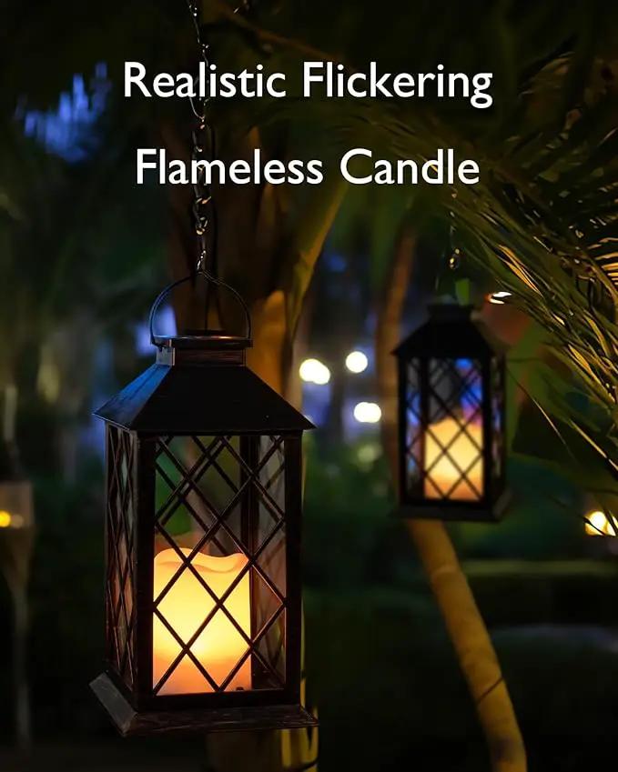 Homemory Solar Lanterns Outdoor Waterproof Hanging with Flickering Flameless Candles, 2 Pack 13'' Garden Outdoor Lantern Decorative for Patio Front Porch Backyard Balcony Cabin Outside(Antique Copper) by GreenHaven Gardens