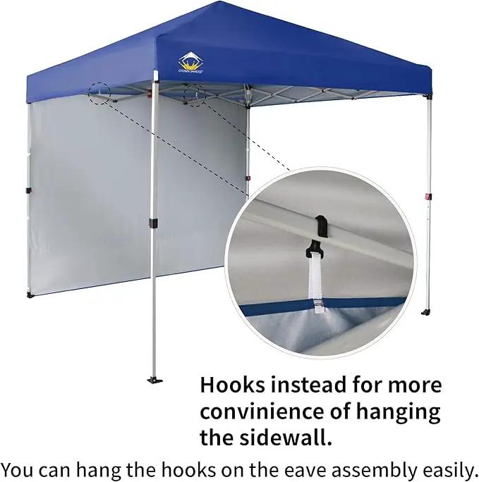 CROWN SHADES 8x8 Pop Up Canopy with 1 Side Wall - Beach Tent with One Push Setup - Outdoor Sun Shade for Events, Parties, Camping - Gazebo with STO-N-Go Cover Bag (Navy Blue) by GreenHaven Gardens