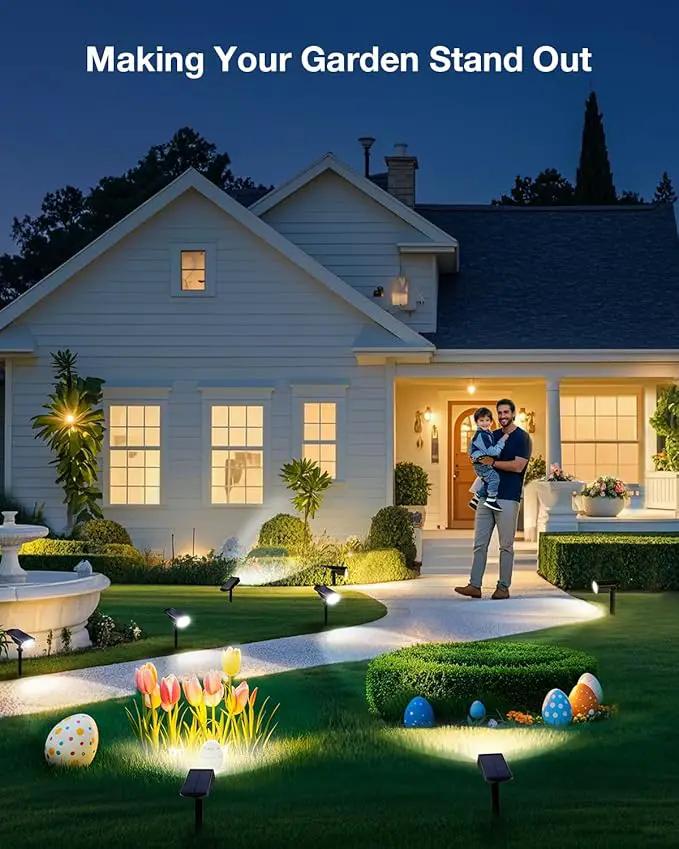 Solar Power Spotlight Outdoor Waterproof Landscape LED Accent Lighting for Yard, Tree, Plants, Walls, Path, Garden, Statues, Adjustable Brightness,Dusk to Dawn Long Lasting 4 Pack Cool White by GreenHaven Gardens