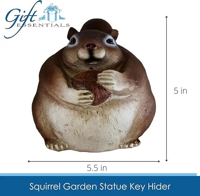 Stocky Squirrel Outdoor Hidden Key Hider and Decorative Patio, Lawn and Garden Statue by GreenHaven Gardens