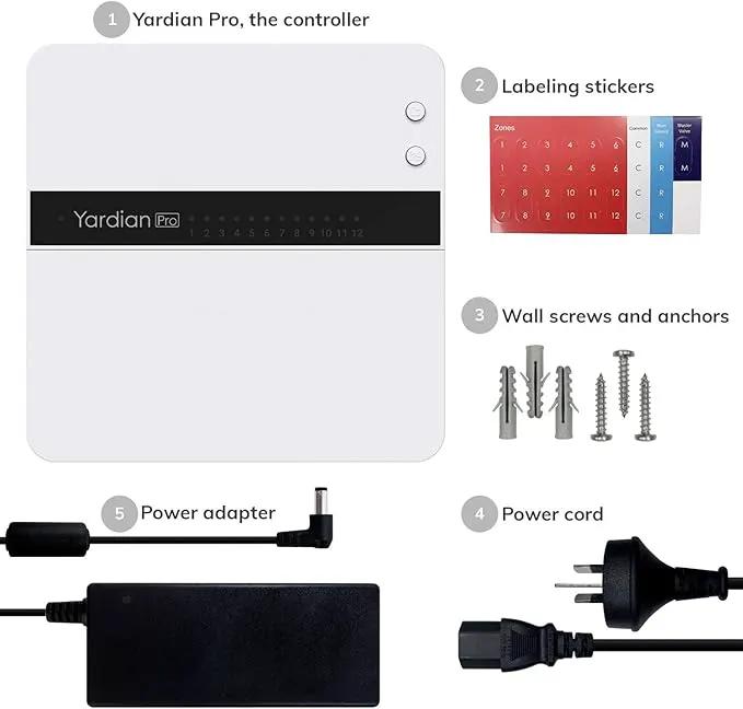 Yardian Pro Smart Sprinkler Controller 12 Zone - Control Buttons, Apple HomeKit, Alexa, Google Assistant, Home Assistant Compatible, Enhanced Wi-Fi, RJ45, Level VI Worldwide Power Supply by GreenHaven Gardens