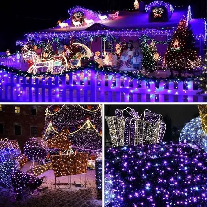 Toodour Solar Christmas Lights Outdoor, 200 LED 8 Modes Christmas String Lights, Waterproof Solar Light String for Garden, Patio, Fence, Holiday, Party, Balcony, Outdoor Christmas Decorations - Purple by GreenHaven Gardens