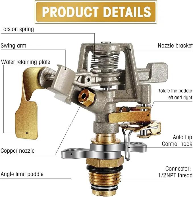 Impact Sprinkler Head Brass Pulsating Sprinkler Lawns Garden Adjustable 360 Degrees Watering Heavy Duty Sprinkler Head with Nozzles for Yard and Grass Irrigation (5 Pieces) by GreenHaven Gardens