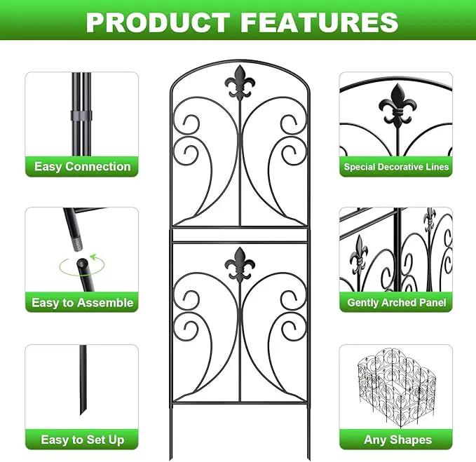 Skcoipsra Decorative Garden Fence 10 Pack, 37.5in(H) x 10.8ft(L) Animal Barrier Fence, Rustproof Metal Fencing for Yard, Dog Rabbits Wire Section Garden Edging Border for Yard Patio Garden, Arched by GreenHaven Gardens
