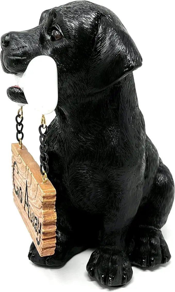 Nature's Mark Black Labrador Retriever Dog Puppy Statue with Welcome Sign Resin Garden Statue Decor 6.7" H by GreenHaven Gardens