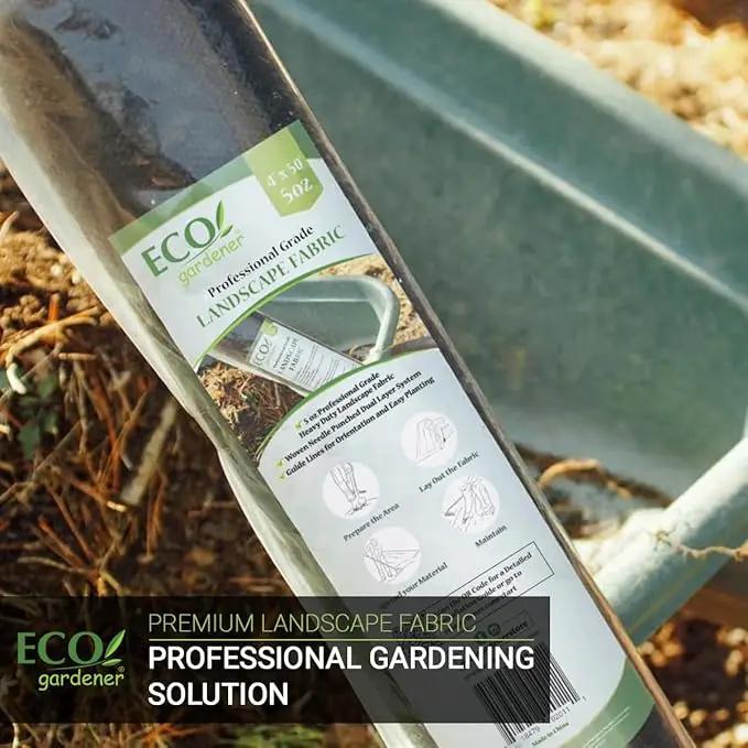 ECOgardener Premium 5oz Landscape Fabric, 3ft x 100ft Pro Garden Weed Barrier - Durable & Heavy Duty Weed Block Gardening Mat, Easy Setup & Superior Weed Control, Eco-Friendly & Convenient Design by GreenHaven Gardens