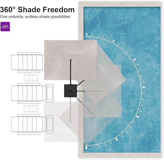 PURPLE LEAF 10 FT Cantilever Patio Umbrella Outdoor Aluminum Offset Square Umbrella with 3 Years Fade Resistance Recycled Fabric and 360-degree Rotation for Deck Pool Garden, Sand Dune by GreenHaven Gardens