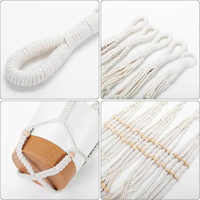 GARDIFE Hanging Planters for Indoor Plants,5Pcs Hanging Basket for Indoor Boho Home Decor,Macrame Plant Hanger,35 Inches,29Inch,23Inch, Ivory,Self Watering Planters, 7/6.5/6/5.5/5 Inch,White&White by GreenHaven Gardens