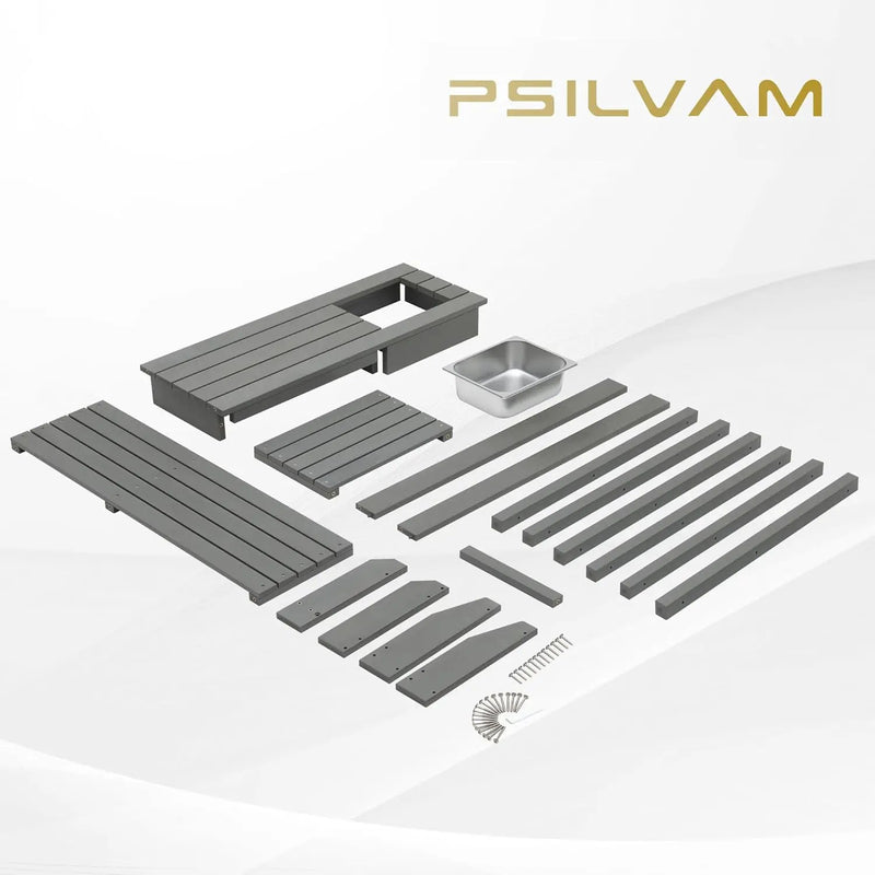 Psilvam Outdoor Potting Bench with Sink for All-Weather Gardens, HDPE Potting Benches for Outside, Planting Table for Garden, Patio and Lawn (Grey) by GreenHaven Gardens