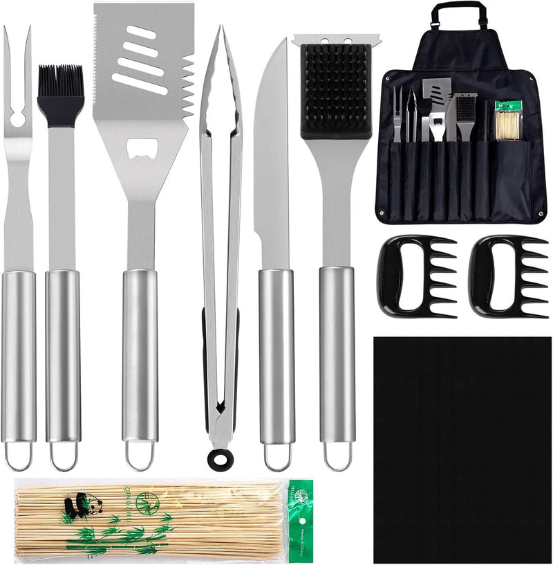 Supernal 110PCS Large Grilling Accessories,BBQ Accessories Heavy Duty Stainless Steel BBQ Grill Tools Set-Spatula,Tongs,Cleaning Brush & Meat Claws for Grills Outdoor Cooking,Gifts for Men Dad by GreenHaven Gardens