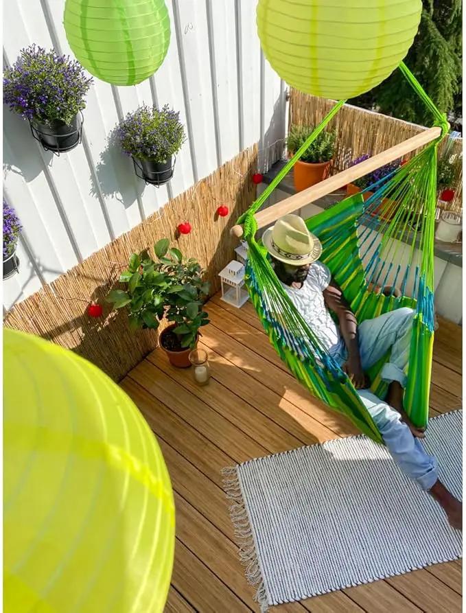 LA SIESTA® - Large Comfort Domingo Hammock Swing Chair - Weather & Tear Resistant Hanging Hammock Chair - Indoor Outdoor Hammock Chair Swing - Patio Porch Bedroom Hanging Chair - Max 285 Lbs, Lime by GreenHaven Gardens