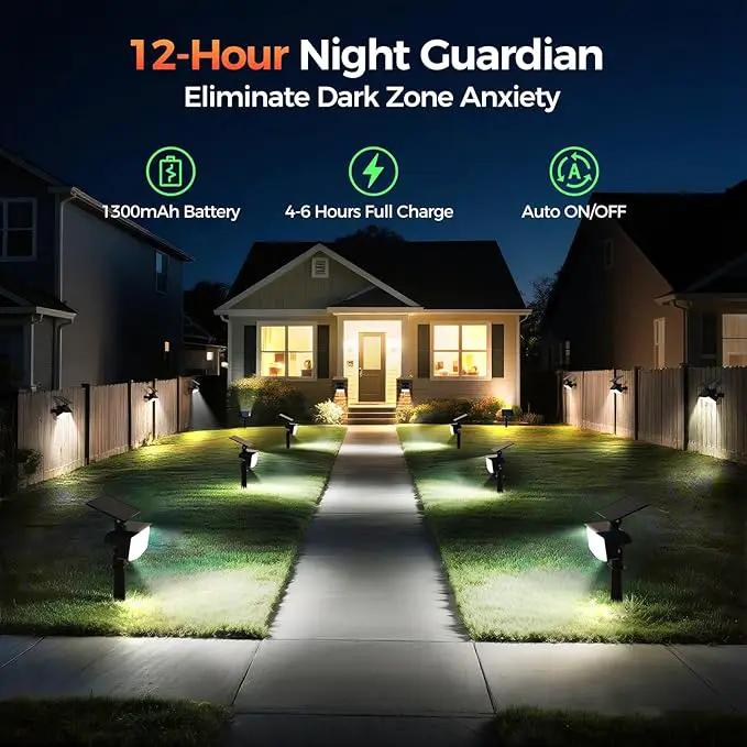 Solar Spot Lights Outdoor, 92 LEDs Landscape Lighting with 3 Lighting Modes and Auto On/Off, IP67 Waterproof Spotlights, Outdoor Solar Lights for Yard Garden, 6 Pack (Cool White) by GreenHaven Gardens