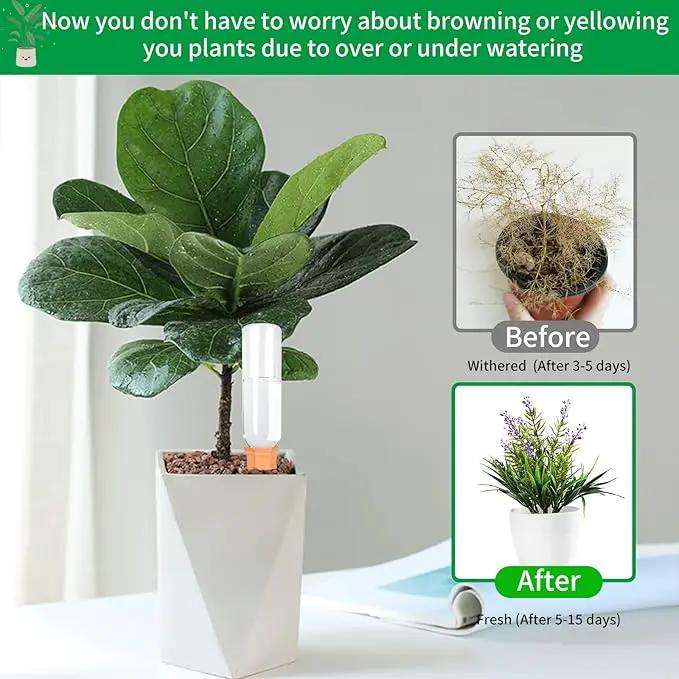 Plant Self Watering Stakes 4 Pack Terracotta Watering Spikes for Indoor and Outdoor Plants,Wine Bottle Plant Watering Devices, Automatic Plant Waterers for Vacation by GreenHaven Gardens