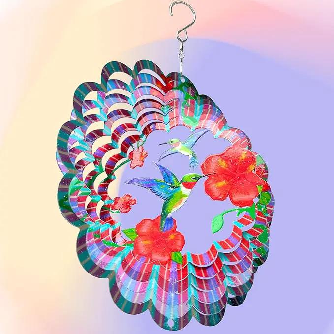 Hummingbird Wind Spinners Outdoor,6in Mandala Wind Spinner Hummingbird Gift for Women Men,Wind Spinner for Yard and Garden,Wind Sculpture for Yard Art Decorations,Christmas Decoration by GreenHaven Gardens