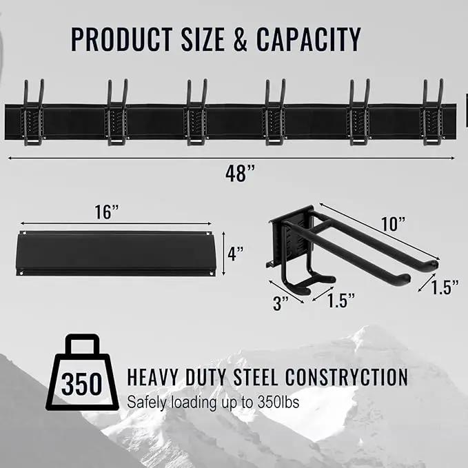 Wall Mount Tool Storage Rack, Heavy Duty Garage Storage Tool Organizer, Garden Tool Wall Hooks and Hangers, Hold Up to 350lbs Black by GreenHaven Gardens