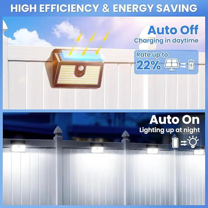 [6 Packs] Solar Motion Sensor Outdoor Lights, Super Bright Solar Lights Outdoor Waterproof, 3 Lighting Modes Security Wall Light for Outside Walking Dog Fence Backyard Deck Garden Door Step Garage by GreenHaven Gardens