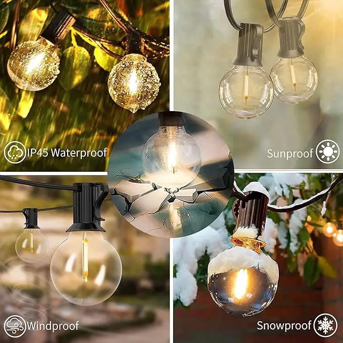 Svater Outdoor String Lights 50 FT, Patio LED Lights Outside with 26pcs Bulbs, Waterproof Shatterproof Hanging Globe Light Connectable for Bistro Cafe Backyard Balcony Warm White by GreenHaven Gardens