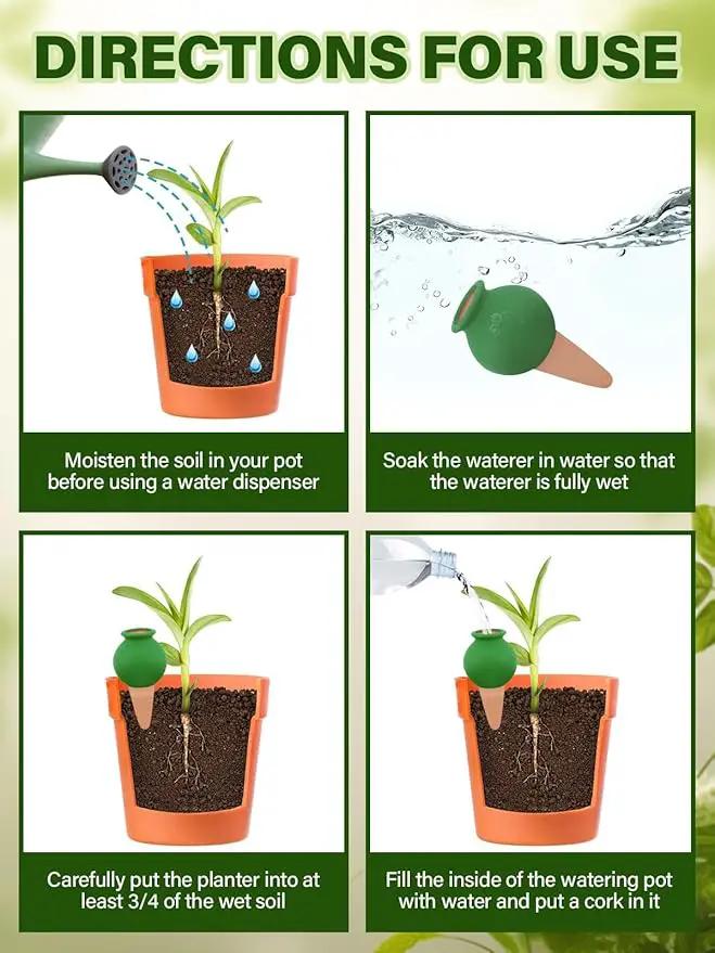4Pcs Plant Watering Globes, Kalolary Hedgehog Shape Self Watering Spikes Terracotta Drip Water Stakes Irrigation Watering Bulbs for Pot, Indoor, Outdoor, Vacation (Bottle) by GreenHaven Gardens