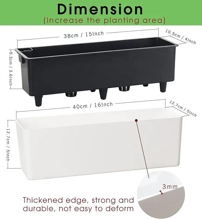 GardenBasix Elongated Self Watering Planter Pots Window Box 5.5 x 16 inch Indoor Home Garden Modern Decorative Planter Pot for All House Plants Flowers Herbs (White,1-Pack) by GreenHaven Gardens