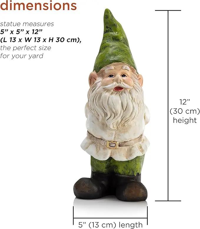 Alpine Corporation 12" Tall Traditional Outdoor Garden Gnome Yard Statue Decoration by GreenHaven Gardens