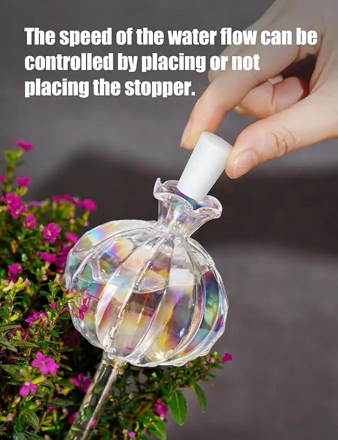 NiHome Plant Watering Globes 4-Pack, Iridescent Glass Cactus Self Watering Globe, Glass Waterer for Potted Plants - 4.7OZ/140 ML Capacity Automatic Mini Irrigation System, Adorable Gardening Gift by GreenHaven Gardens