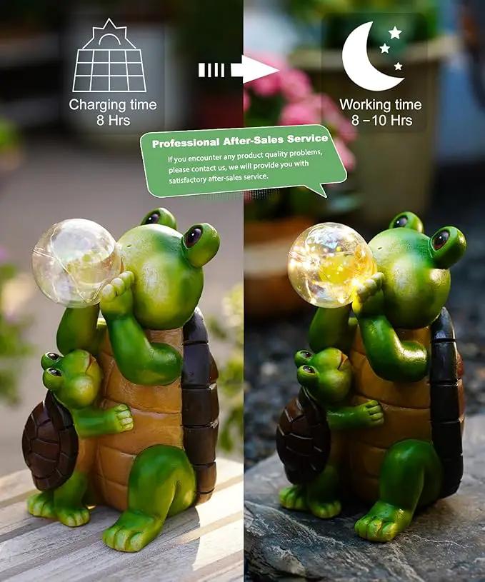 Solar Turtle Statues for Garden Decor: Outdoor Sculpture with Bubble Light for Ornament Yard Art Lawn Porch Patio Balcony - Unique Gifts Women Mom by GreenHaven Gardens