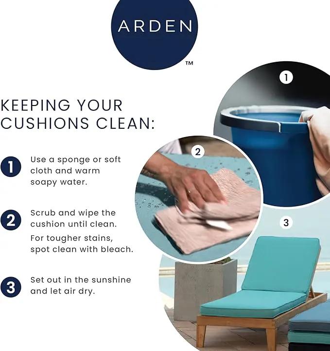 Arden Indoor/Outdoor Foam Seat Pad, 2 Pack, 17 x 16, Patio Cushion, Water Repellent, Fade Resistant, Foam Cushion Sapphire Aurora Blue Damask by GreenHaven Gardens