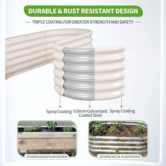Galvanized Raised Garden Bed Outdoor- 2 Pcs Raised Beds for Gardening| Metal Planter Box, Steel Raised Garden Bed Kit with Gloves for Vegetables, Flower, Herbs (4x2x1.4FT, White) by GreenHaven Gardens