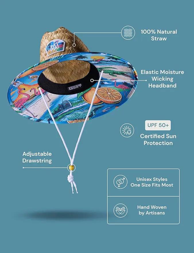 Straw Hat for Men & Women | Lifeguard Hat, Beach Hat & Sun Hat | UPF 50+ Wide Brim for Sun Protection | One Size | Hemlock by GreenHaven Gardens