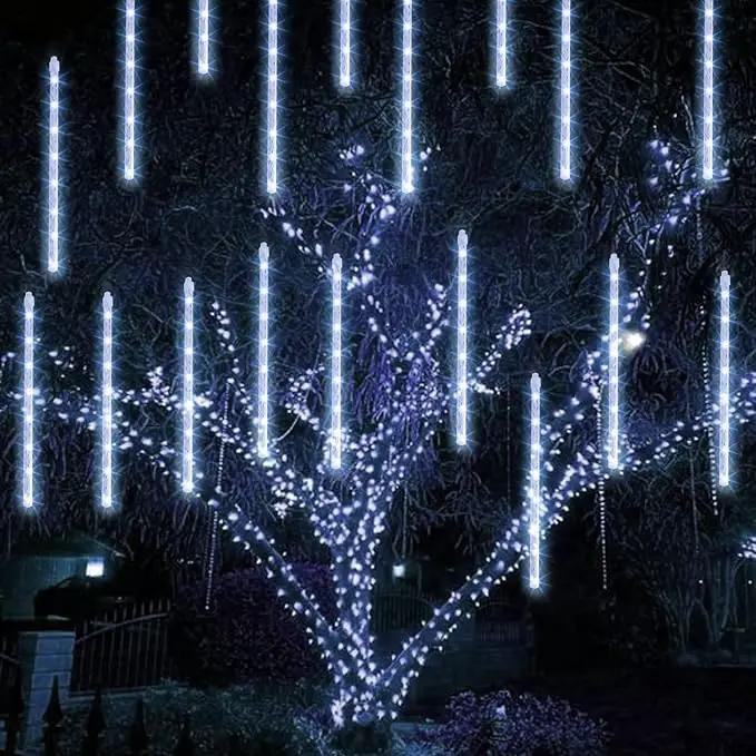 TW SHINE White Christmas Meteor Shower Lights Outdoor, 288LED 12" 8 Tubes Waterproof Christmas Lights Outdoor Plug in, Snow Falling Rain Icicle Xmas Lights Decorations, White by GreenHaven Gardens