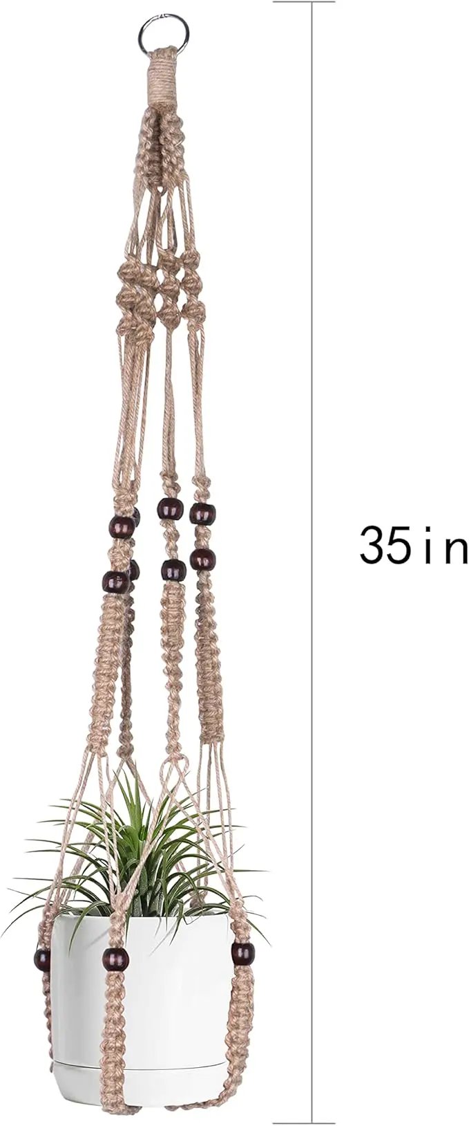 Macrame Plant Hanger Indoor Hanging with Wood Beads Macrame Planters No Tassel for Indoor Outdoor Boho Home Decor 35 Inch (Brown, 1pc) by GreenHaven Gardens