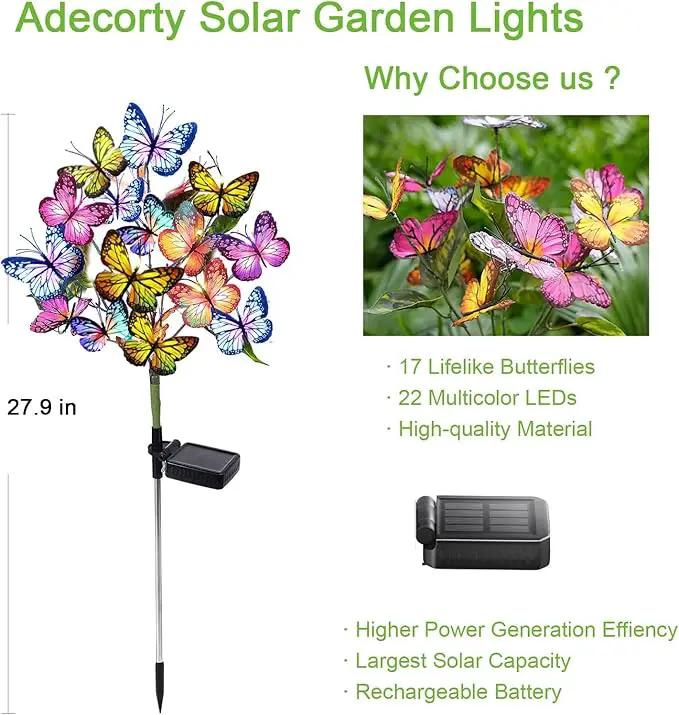Solar Garden Lights Outdoor Waterproof Decorative Solar Lights Outdoor 8 Pack with 176 LED 136 Butterfly Flower Garden Decor Yard Decorations Patio Lawn, Gifts for Mother's Day Mom Women by GreenHaven Gardens