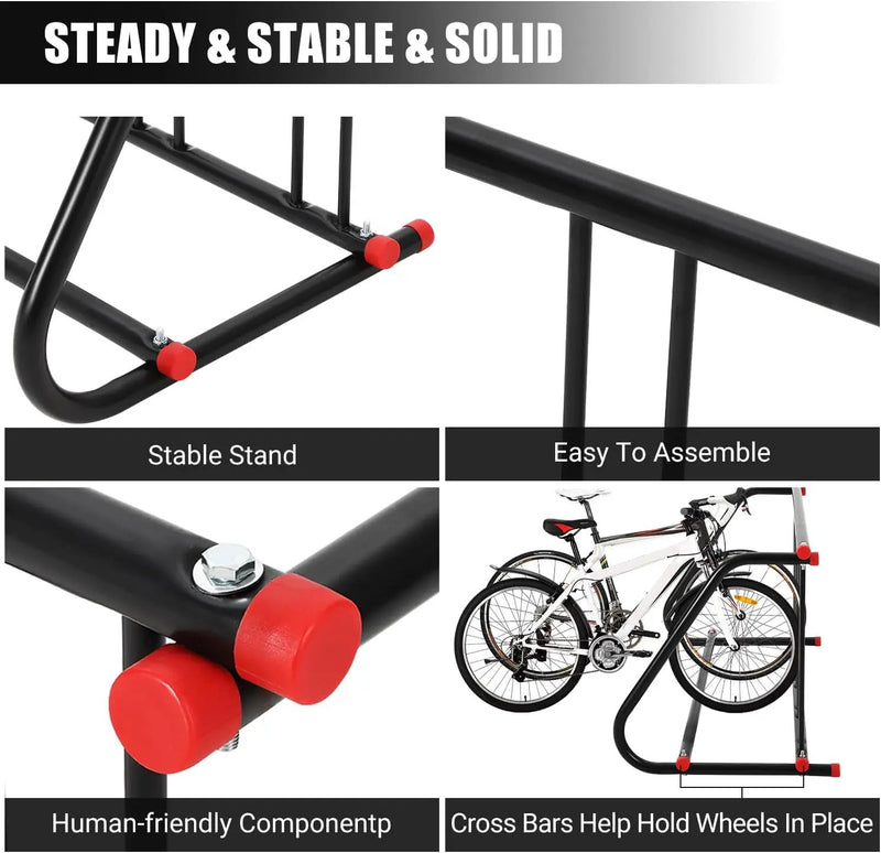 5 Holders Commercial Grid Bike Racks, 60" Length Outdoor Bike Rack, Powder Coated Steel Floor Bike Rack for Garages, Stores, Schools & Universities by GreenHaven Gardens