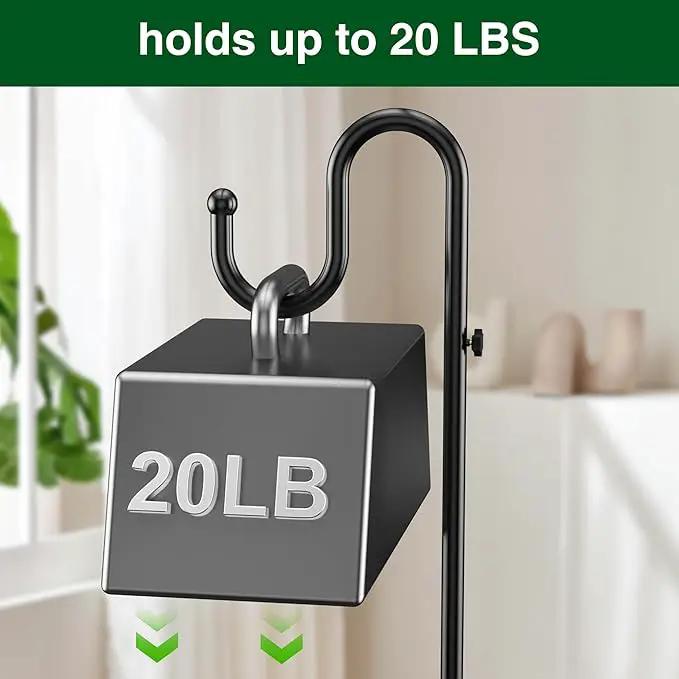 74" Shepherds Hook Stand for Plant: Hanging Bird Feeders, Plants, Lanterns, Wreath and Wind Chimes, Adjustable Free Standing Pole Holder with Heavy Duty Base for Indoor & Outdoor, Holds Up to 20 LBS by GreenHaven Gardens
