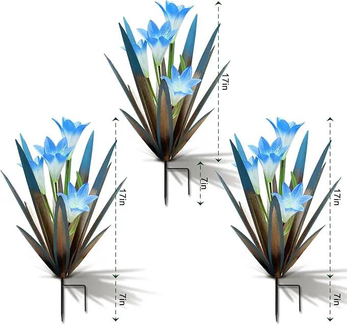 Homight Metal Agave Plant Outdoor Decoration Outdoor Garden Decoration Lily Mexican Yard Art Plant Garden Agave Lily Decorative Garden Gift… (3 Big Blue Lilies) by GreenHaven Gardens